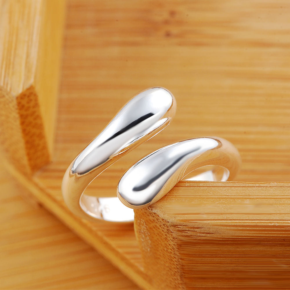 Free shipping silver color for women men Charm fashion Hot Sell smooth Drop open Ring jewelry Lowest Factory Price  R12