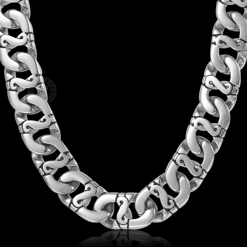 Davieslee Mens Necklace 316L Stainless Steel Biker Chain Necklaces for Men Silver Color Punk Jewelry 9.5mm 18-36inch LHN01