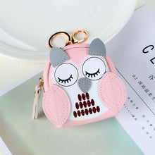 Load image into Gallery viewer, Cute Key Bag Owl Coin Purse Mini School Bag Car Key Chain Pendant Lady Wallet PU Leather Coin Purses Coin Purse Keychain