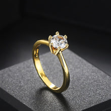 Carregar imagem no visualizador da galeria, ZHOUYANG Wedding Ring For Women Rose Gold Color Six Claw Cubic Zirconia Round Cut 1 Carat 6mm Fashion Jewelry R013 R014