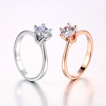 Carregar imagem no visualizador da galeria, Wedding Engagement Rings For Women Female Jewellry Silver Color Ring 6 Clows Zirconia Ring With Stone Jewelry Wholesale R013
