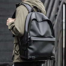 Carregar imagem no visualizador da galeria, New Fashion Men Leather Backpack Black School Bags for Teenager Boys 15.6 Inch Laptop Backpacks Mochila Masculina High Quality