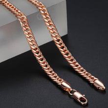 Laden Sie das Bild in den Galerie-Viewer, 5mm Necklace for Women Men 585 Rose Gold Color Curb Cuban Link Chain Necklace Wholesale Jewelry Party Gifts 45cm-60cm GN162