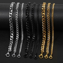 Load image into Gallery viewer, Women&#39;s Men&#39;s Bracelet Stainless Steel Cuban Link Chain Bracelets Gold Color Silver Color Fashion Wholesale Jewelry KBB10
