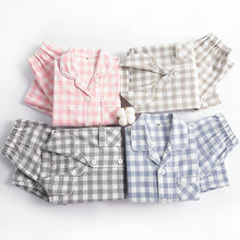 Load image into Gallery viewer, 2021 Spring Fall Autumn Winter Boys Girls Button Down Pajamas Childeren Clothing Sets Kids Brushed Finish Cotton Plaid Homewear