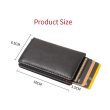 Charger l&#39;image dans la galerie, 2020 RFID wallet Crazy Horse PU Leather Aluminium Box automatically pops up credit card holder Men And Women Metal Fashion Card