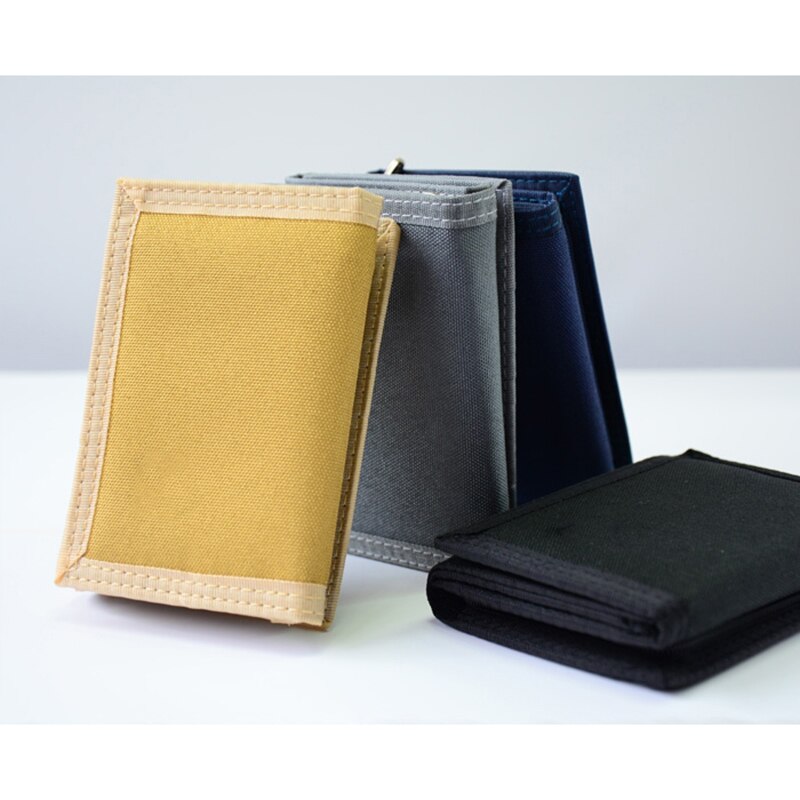 Brief Multifunctional Canvas Student Wallet Zipper Magic 3 Fold Design Men Purse 3 Colors 11.5*8cm X104
