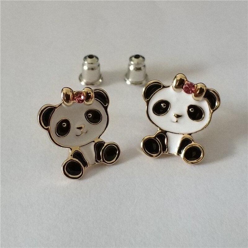 wholesale Cute Panda Earrings Lovely Animal earrings cartoon Bear Earrings for girl women Fashion Jewelry 2017