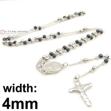 Carregar imagem no visualizador da galeria, Gokadima Stainless Steel Necklace Men Jewelry or Women Catholic Rosary Beads Chain Necklace Cross For Christmas Gift, 4mm / 6mm