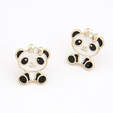 Laden Sie das Bild in den Galerie-Viewer, wholesale Cute Panda Earrings Lovely Animal earrings cartoon Bear Earrings for girl women Fashion Jewelry 2017