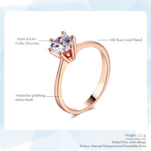 Charger l&#39;image dans la galerie, ZHOUYANG Wedding Ring For Women Rose Gold Color Six Claw Cubic Zirconia Round Cut 1 Carat 6mm Fashion Jewelry R013 R014