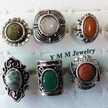 Carregar imagem no visualizador da galeria, XiaoYaoTYM Vintage Adjustable Natural Stone Rings High Quality Fashion Jewelry Wholesale