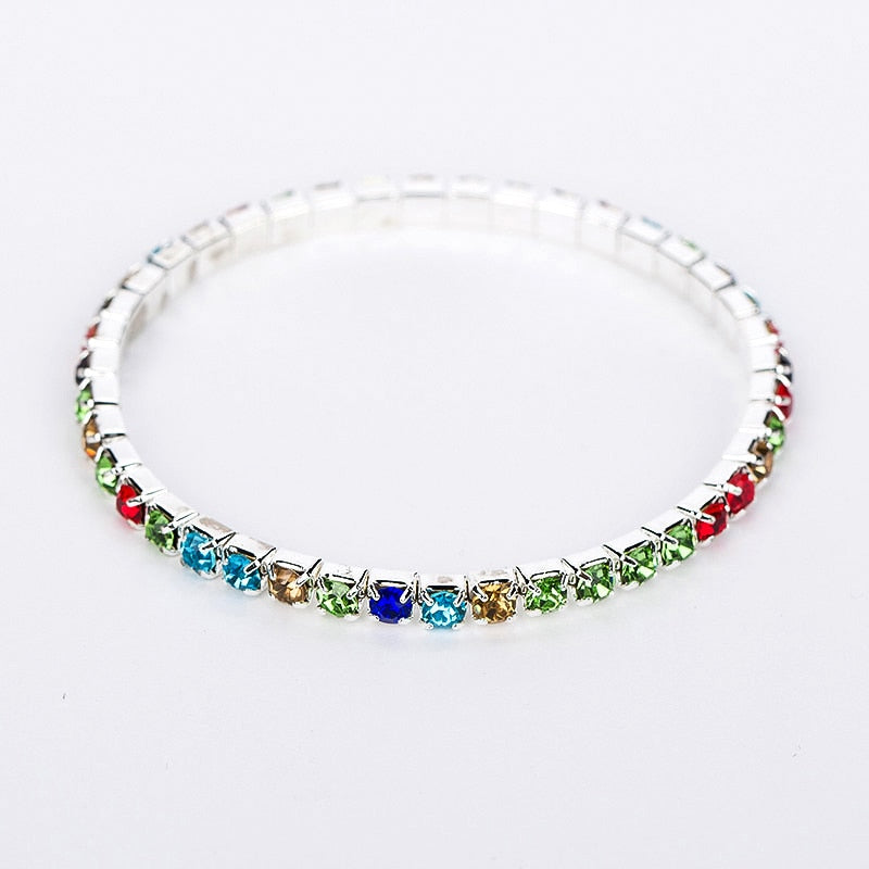 5 piece The bride accessories bridal bracelet colorful rhinestone elastic bracelet bling bracelet for women jewelry B023