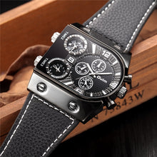 Load image into Gallery viewer, Oulm Men&#39;s Watches Mens Quartz Casual Leather Strap Wristwatch Sports Man Multi-Time Zone Military Male Watch Clock relogios