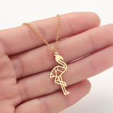 Chandler Stainless Steel Flamingo Necklace Tropical Bird Collars  Gold Rose Gold Exotic Bird Kid Jewelry Teen Party Gifts