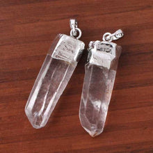 Load image into Gallery viewer, KFT Simple Style Silver Plated Clear Quartz Rock Crystal Irregular Shape Stone Pendant Charm Jewelry