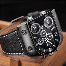 Load image into Gallery viewer, Oulm Men&#39;s Watches Mens Quartz Casual Leather Strap Wristwatch Sports Man Multi-Time Zone Military Male Watch Clock relogios
