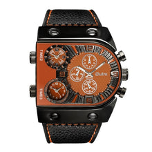 Carregar imagem no visualizador da galeria, Oulm Men&#39;s Watches Mens Quartz Casual Leather Strap Wristwatch Sports Man Multi-Time Zone Military Male Watch Clock relogios