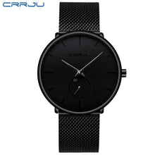 Charger l&#39;image dans la galerie, Ultra Thin Creative Black Stainless steel Quartz Watches Men Simple Fashion Business Japan Wristwatch Clock Male Relogios
