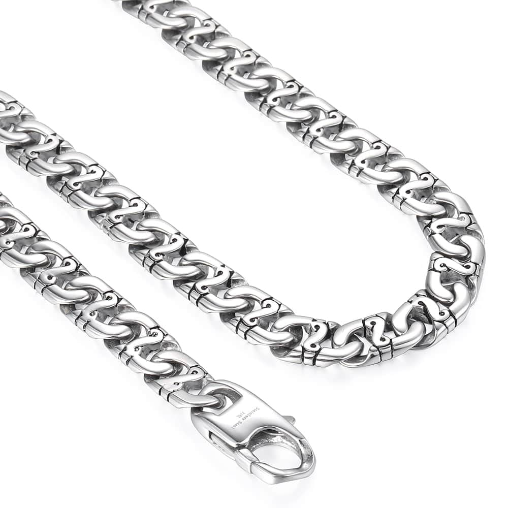 Men's Necklace 316L Stainless Steel Chain 9.5mm Heavy Marina Biker Silver Color Fashion Jewelry Dropshipping 18-36inch HN01