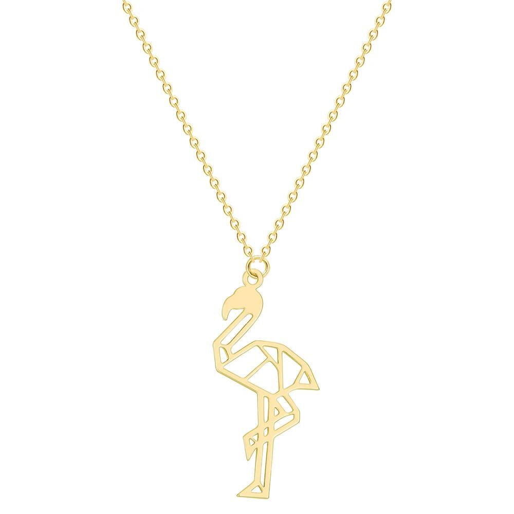 Chandler Stainless Steel Flamingo Necklace Tropical Bird Collars  Gold Rose Gold Exotic Bird Kid Jewelry Teen Party Gifts