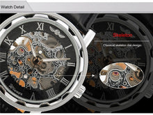 Load image into Gallery viewer, 2016 new hot sale skeleton hollow fashion mechanical hand wind men luxury male business leather strap Wrist Watch relogio