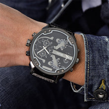 Carregar imagem no visualizador da galeria, Oulm Male Military Watches Golden Hour Oversized Big Quartz Watch Top Brand Men Full Stainless Steel Wristwatch montre homme