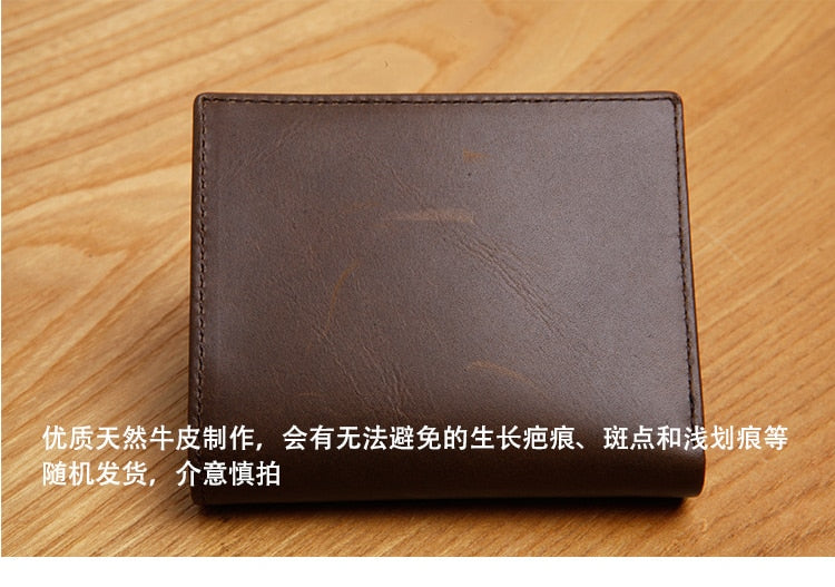 LANSPACE men's  Cow leather wallet brand men's short wallet fashon small purse