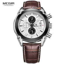Carregar imagem no visualizador da galeria, Megir Leather Watch Men 2019 Top Brand Luxury Quartz Watch Military Chronograph Waterproof Watches reloj relogio masculino 2020