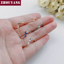 Laden Sie das Bild in den Galerie-Viewer, ZHOUYANG Engagement Wedding Ring For Women Classic Elegant Twin Cubic Zirconia Rose Gold Color Fashion Jewelry Gift ZYR007