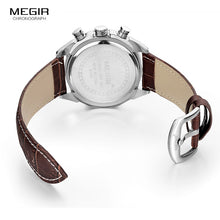 Charger l&#39;image dans la galerie, Megir Leather Watch Men 2019 Top Brand Luxury Quartz Watch Military Chronograph Waterproof Watches reloj relogio masculino 2020