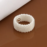925 free shipping silver color charm Women lady mesh ring,new fashion jewellery charm silver ring jewelry gift R040