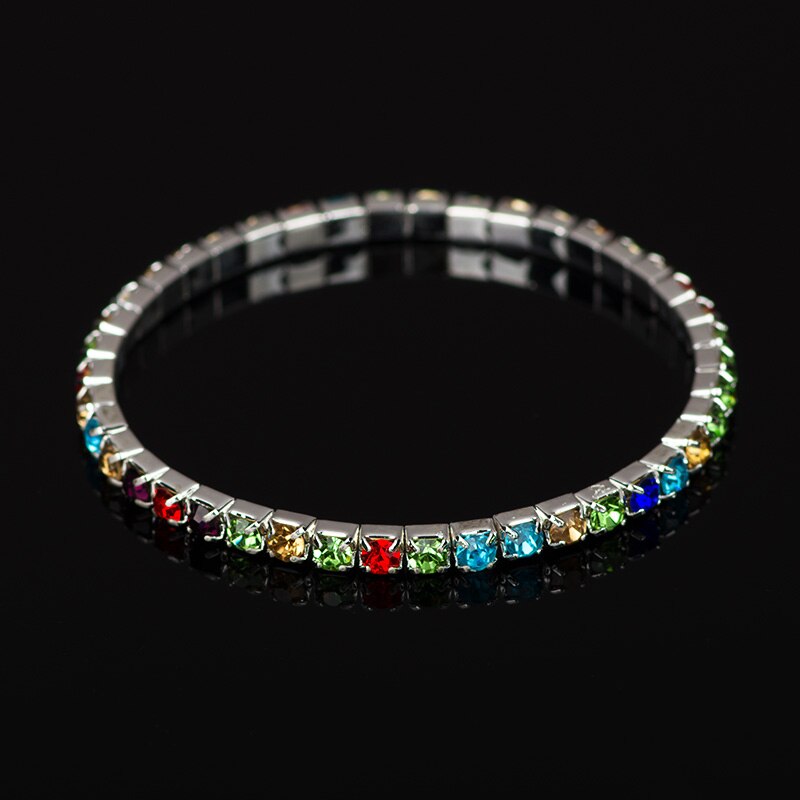 5 piece The bride accessories bridal bracelet colorful rhinestone elastic bracelet bling bracelet for women jewelry B023
