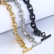 Load image into Gallery viewer, 9mm Bracelet for Men Stainless Steel Cable Link Chain Bracelets Fashion Male Jewelry Gold Color Black TO Clasp 7-11&quot; KBB11