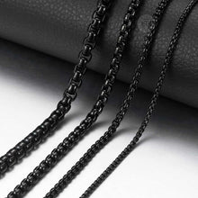 Charger l&#39;image dans la galerie, 2mm 3mm 5mm Black Round Box Link Chain Necklace For Men Boy Stainless Steel Chain Necklace Wholesale Dropshipping Jewelry KNM118