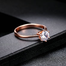 Charger l&#39;image dans la galerie, ZHOUYANG Wedding Ring For Women Rose Gold Color Six Claw Cubic Zirconia Round Cut 1 Carat 6mm Fashion Jewelry R013 R014