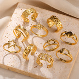 Stainless Steel Rings For Women Men Gold Color Engagement Wedding Wide Ring Trendy Vintage Geometric Jewelry Gift Free Shipping