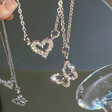 Carregar imagem no visualizador da galeria, 17KM Fashion Butterfly Heart Zircon Necklace for Women Girls Silver Color Shiny Love Clavicle Chain Necklaces New Trend Jewelry