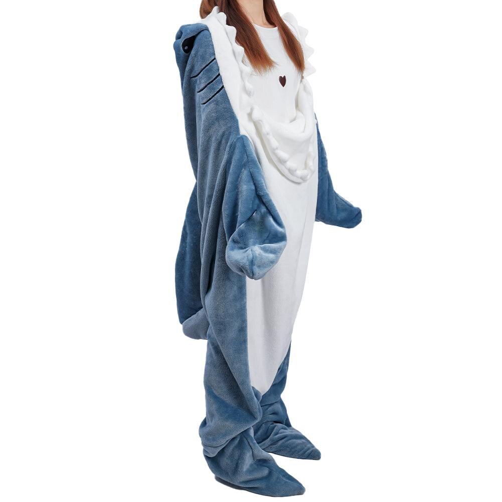 Wearable Fleece Hoodie Blanket Shark Sleeping Bag Pajamas Hooded Animal Blankets Wearable Shark Blanket Hoodie For Men & Women