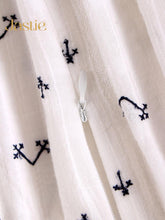Carregar imagem no visualizador da galeria, Jastie French White Dress Cotton Embroidered V-neck Elegant Ladies Dress Ruffle Hem Chic Autumn Dress Retro Luxury Brand Dress