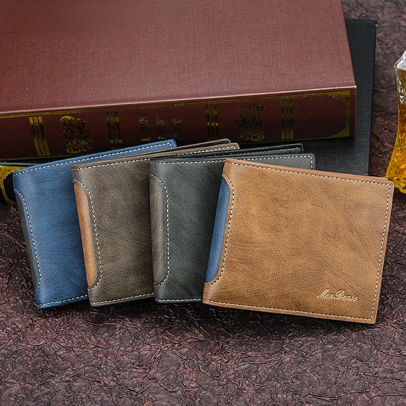 Men's Wallet Made of Leather Wax Oil Skin Purse for Men Coin Purse Short Male Card Holder Wallets Zipper Around Money Coin Purse