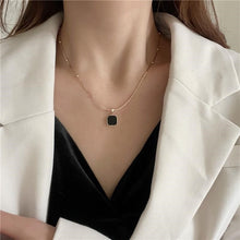 Load image into Gallery viewer, Stainless Steel Necklaces Black Exquisite Minimalist Square Pendant Choker Chains Fashion Necklace For Women Jewelry Party Gifts
