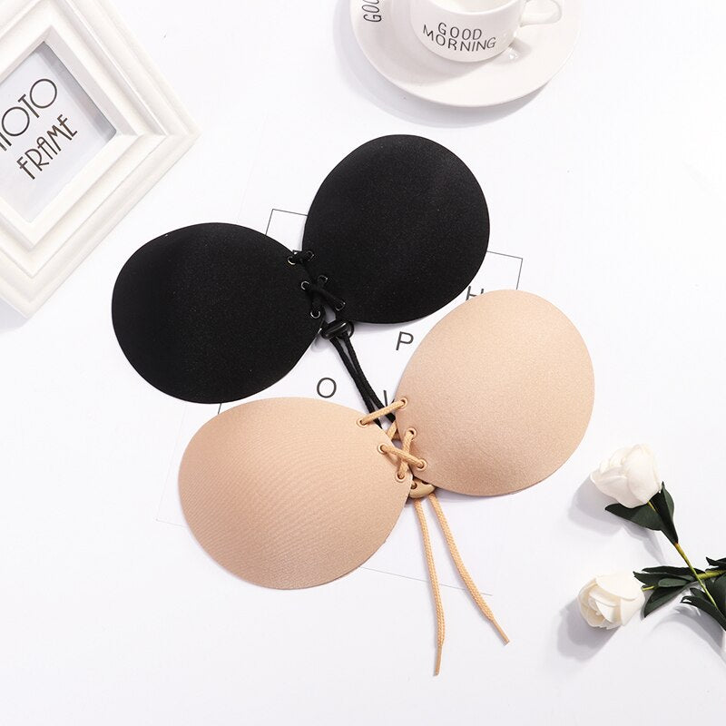 Women Self Adhesive Strapless Bandage Blackless Solid Bras For Women Sticky Silicone Push Up Invisible Sexy Bra Lady Lingeries