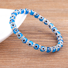 Carregar imagem no visualizador da galeria, Nidin Hot Sale Lucky Evil Eye Handmade Elastic Rope Bracelets Glass Beads And 6MM Crystal 8 Colors Fine Party Adjustable Jewelry
