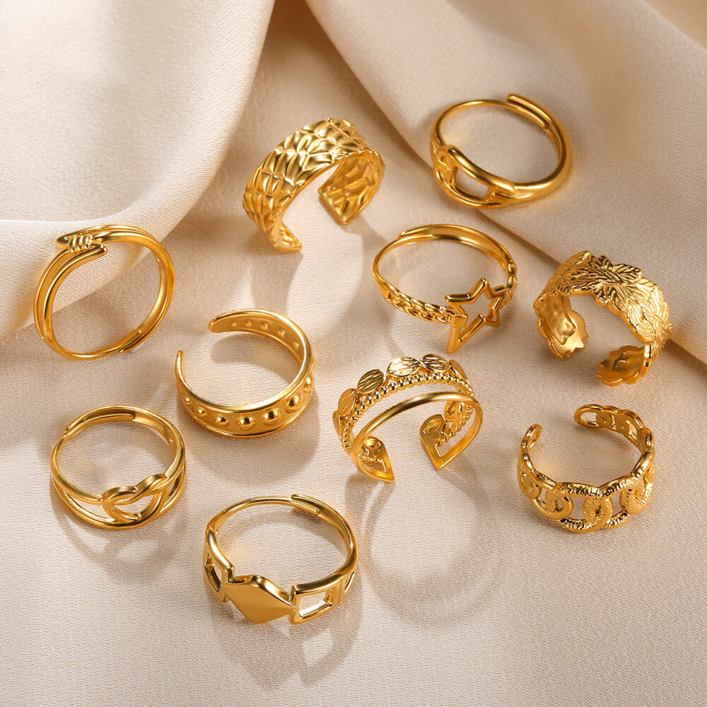 Stainless Steel Rings For Women Men Gold Color Engagement Wedding Wide Ring Trendy Vintage Geometric Jewelry Gift Free Shipping