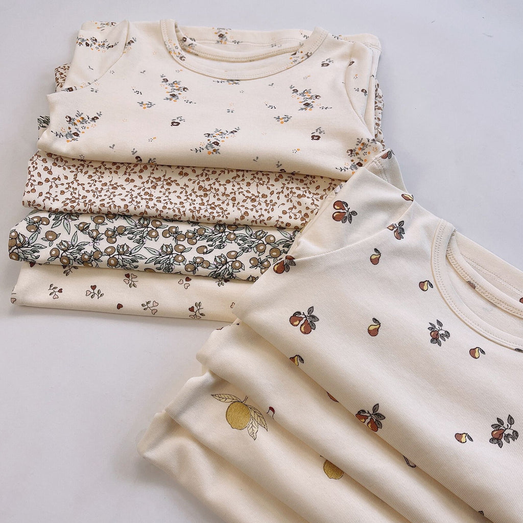 Floral Print Baby Pajama Set Baby Clothes Set Infant Kids Outfits Sweatshirt Suit Children Cotton Tops+ Pants Baby Clothing Set