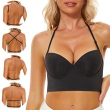 Charger l&#39;image dans la galerie, Women Low Cut Bras Solid Low Back Push Up Bras Underwired U Shape Backless Straps Underwire Bras Invisible Halter Seamless Bras