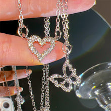 Load image into Gallery viewer, 17KM Fashion Butterfly Heart Zircon Necklace for Women Girls Silver Color Shiny Love Clavicle Chain Necklaces New Trend Jewelry