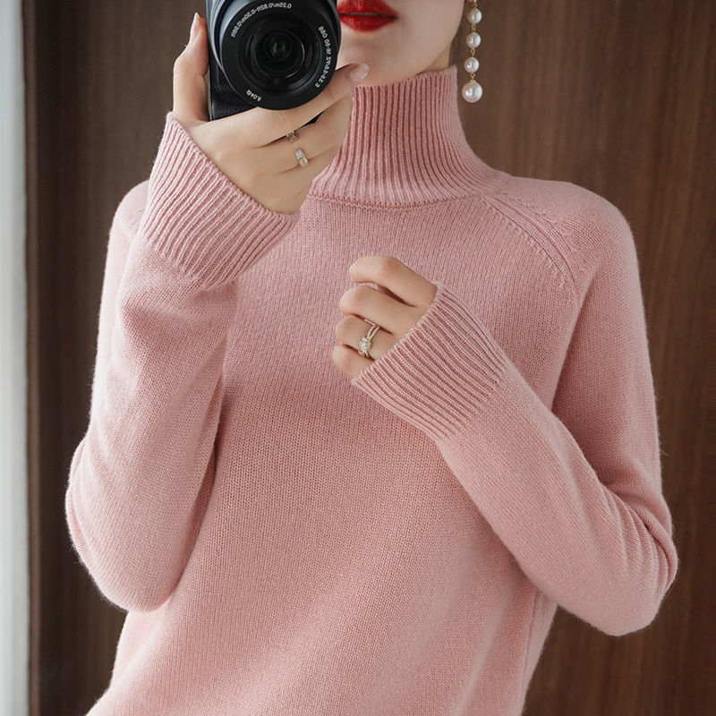Turtleneck Pullover Fall/winter 2023 Cashmere Sweater Women Pure Color Casual Long-sleeved Loose Pullover Bottoming Women's
