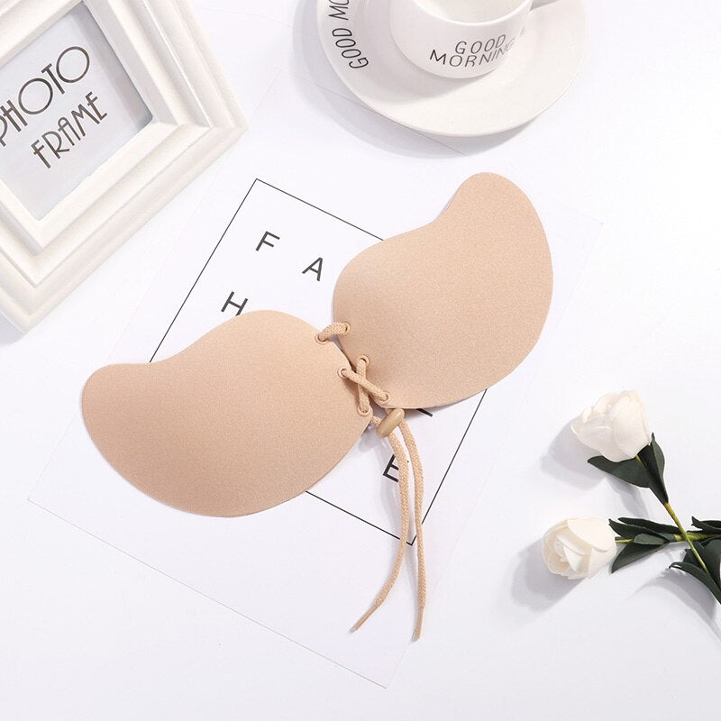 Women Self Adhesive Strapless Bandage Blackless Solid Bras For Women Sticky Silicone Push Up Invisible Sexy Bra Lady Lingeries